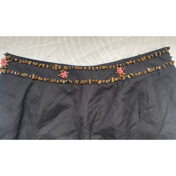 Larry Levine Women's Size 6 Linen Capris Rayon Casual Beaded - Picture 5 of 6